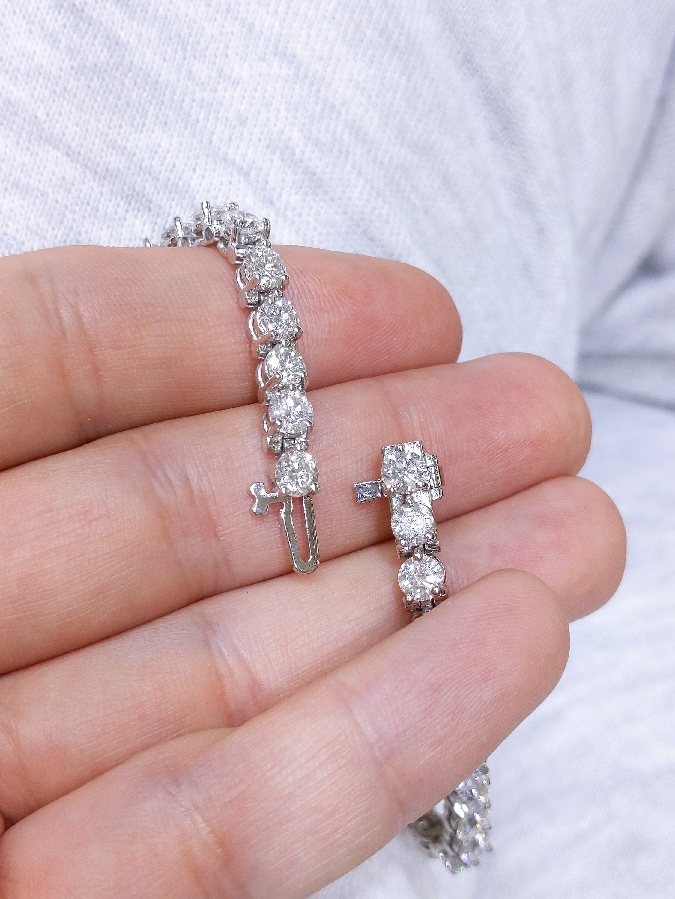 9.25CT Diamond Tennis Bracelet in 14K White Gold (etsy image id: 2983102084)