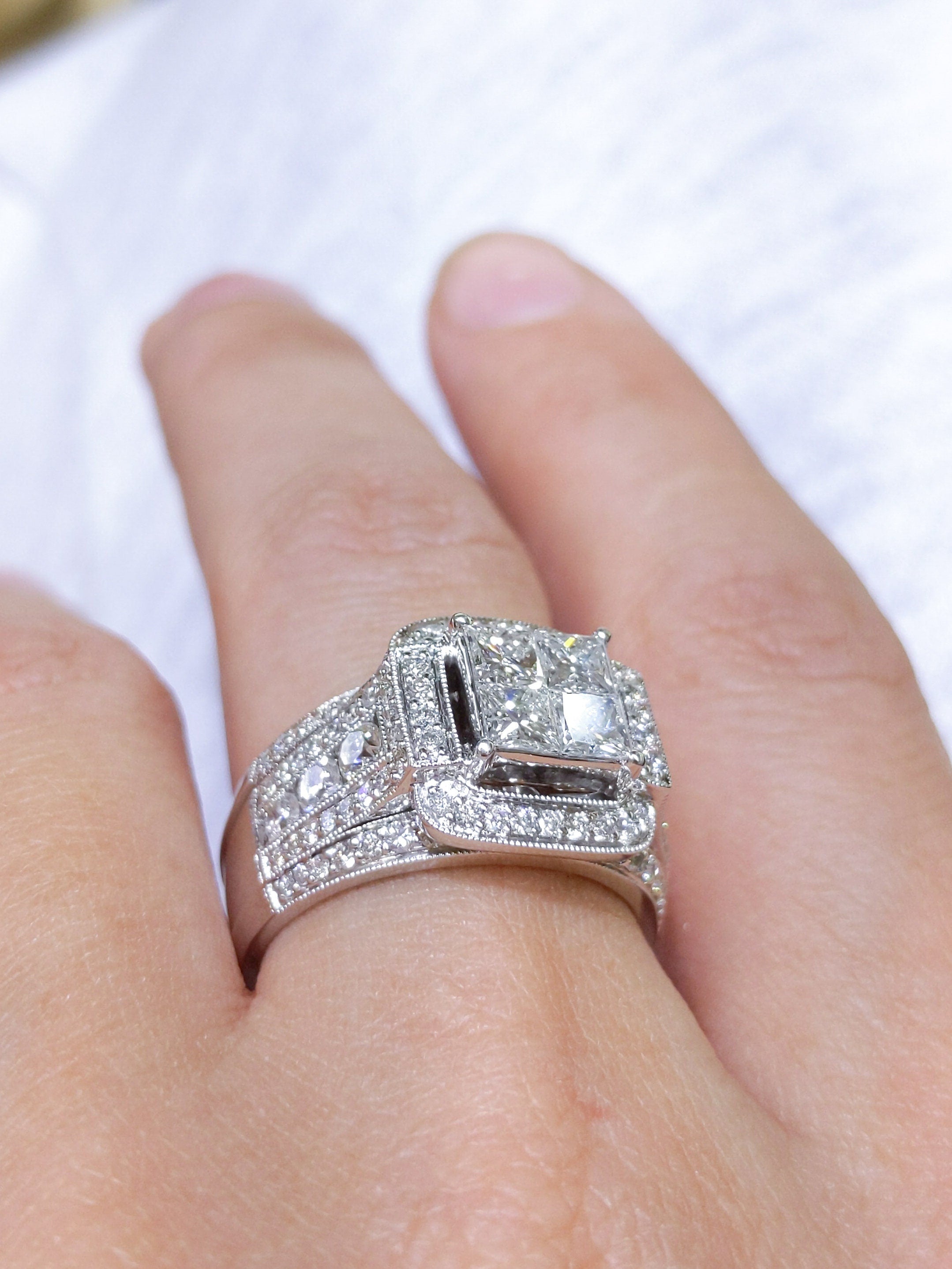 2.50CT Round and Princess Cut Diamond Statement Ring (etsy image id: 2983124690)