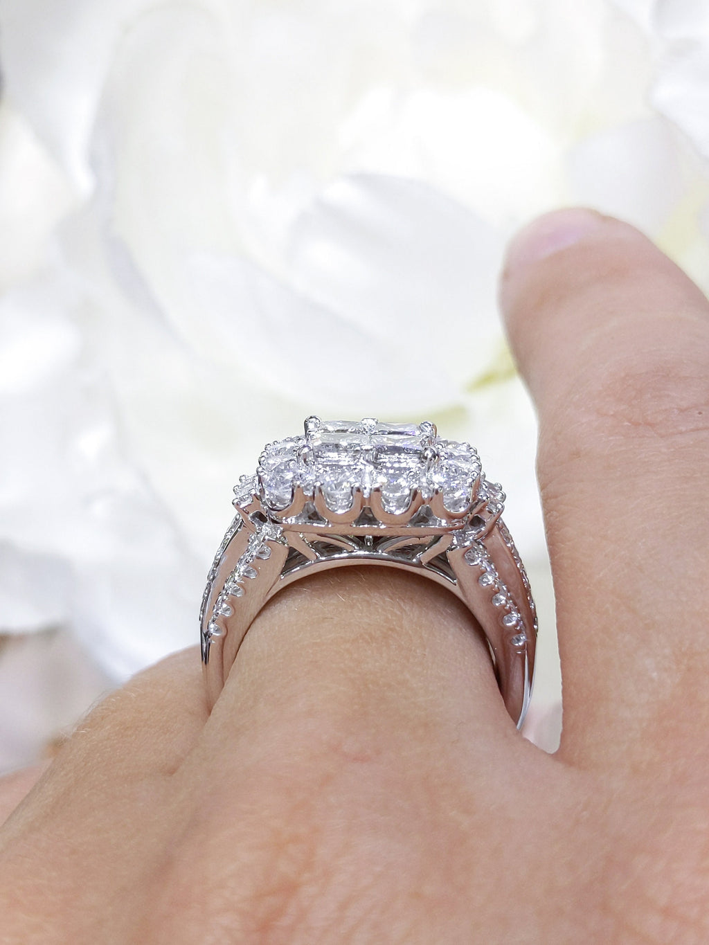 3CT Round, Princess and Baguette Cut Diamond Statement Ring (etsy image id: 3030832253)