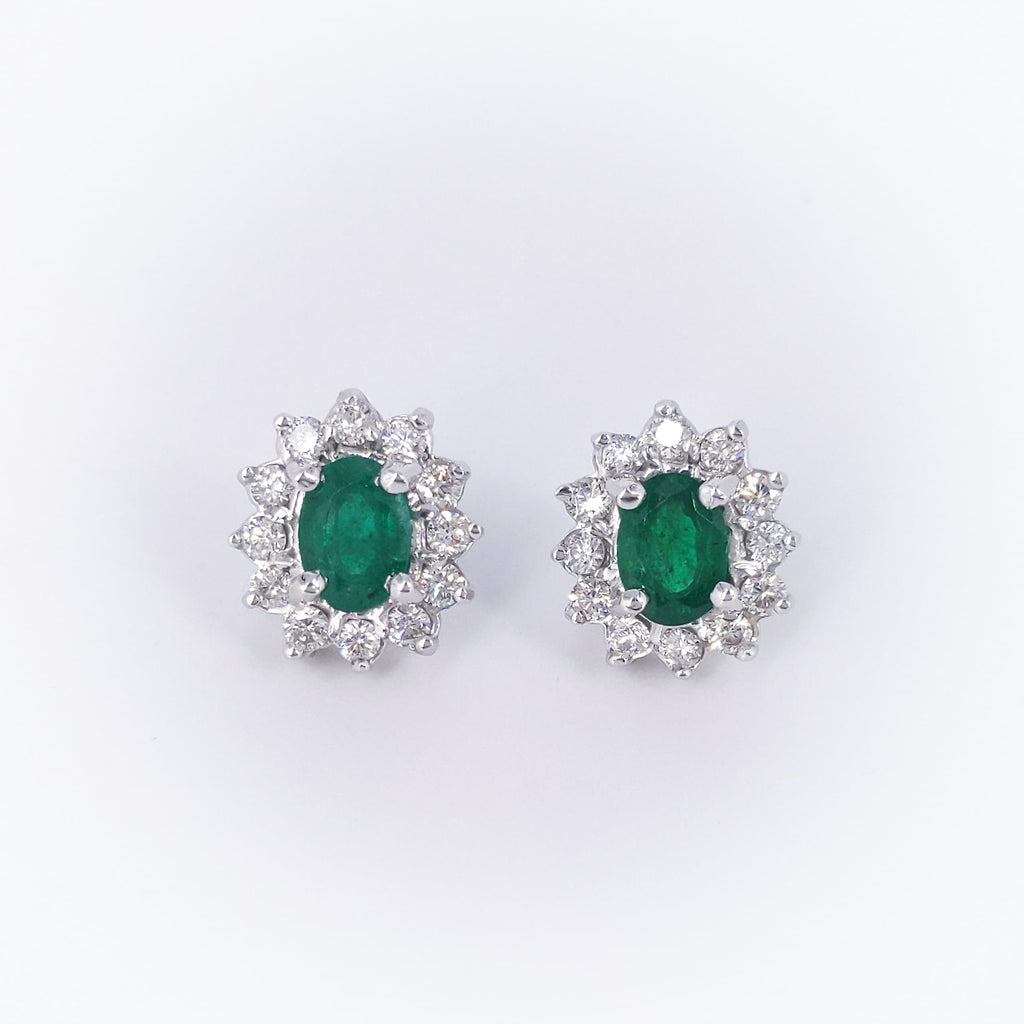 2.63CT Green Emerald and Diamond Earings (etsy image id: 3059290724)