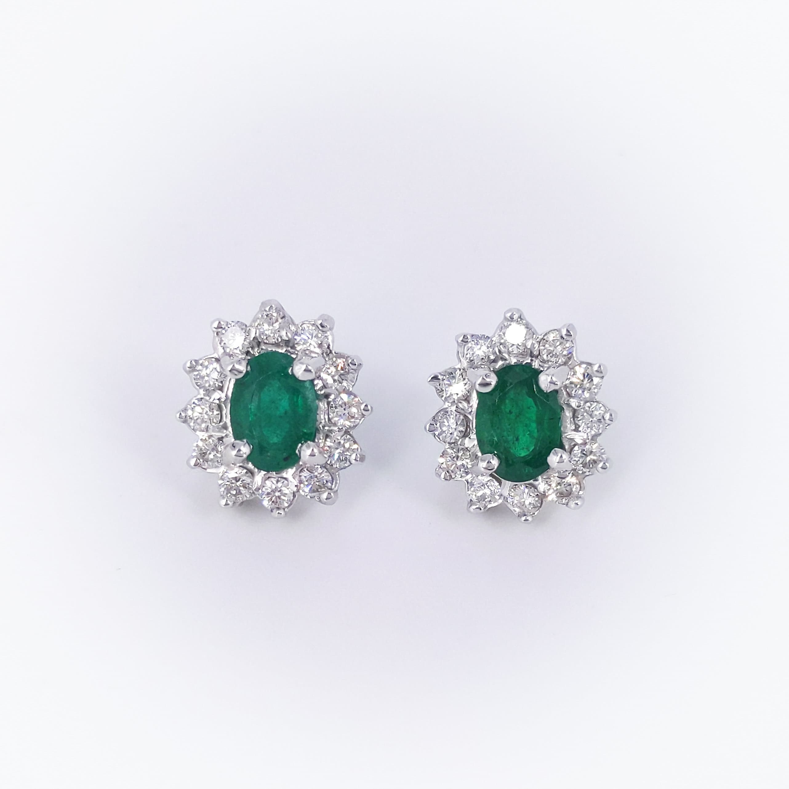 2.63CT Green Emerald and Diamond Earings (etsy image id: 3059290724)