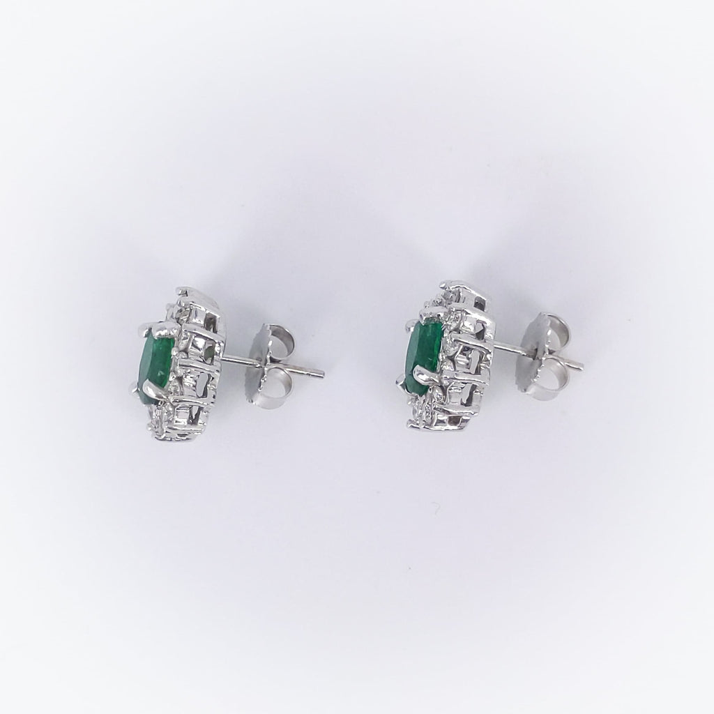 2.63CT Green Emerald and Diamond Earings (etsy image id: 3059290792)