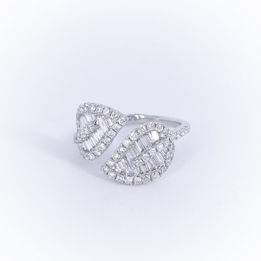 1.15CT Baguette and Round Diamonds Floral Statement Ring __etsy:3060155768