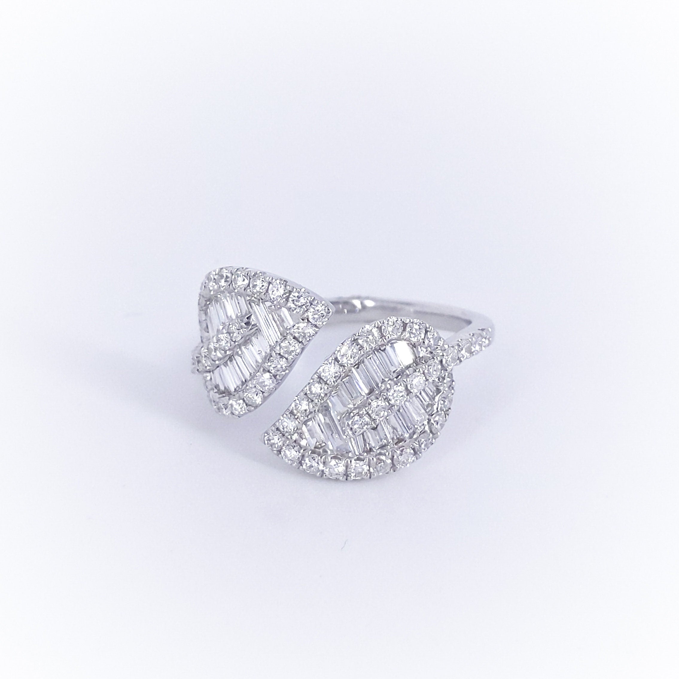 1.15CT Baguette and Round Diamonds Floral Statement Ring __etsy:3060155768