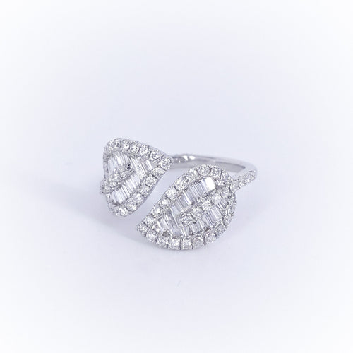 1.15CT Baguette and Round Diamonds Floral Statement Ring __etsy:3060155768