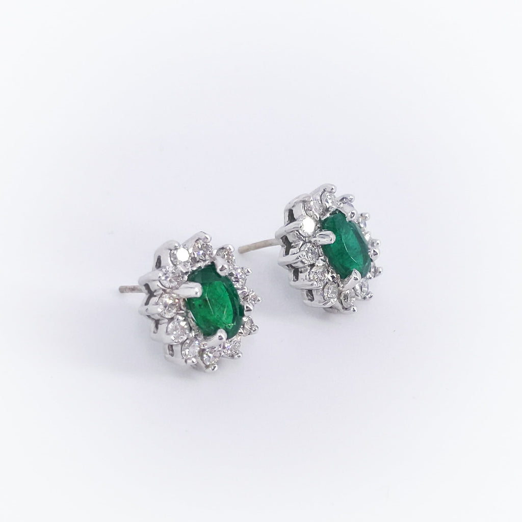 2.63CT Green Emerald and Diamond Earings (etsy image id: 3107023133)