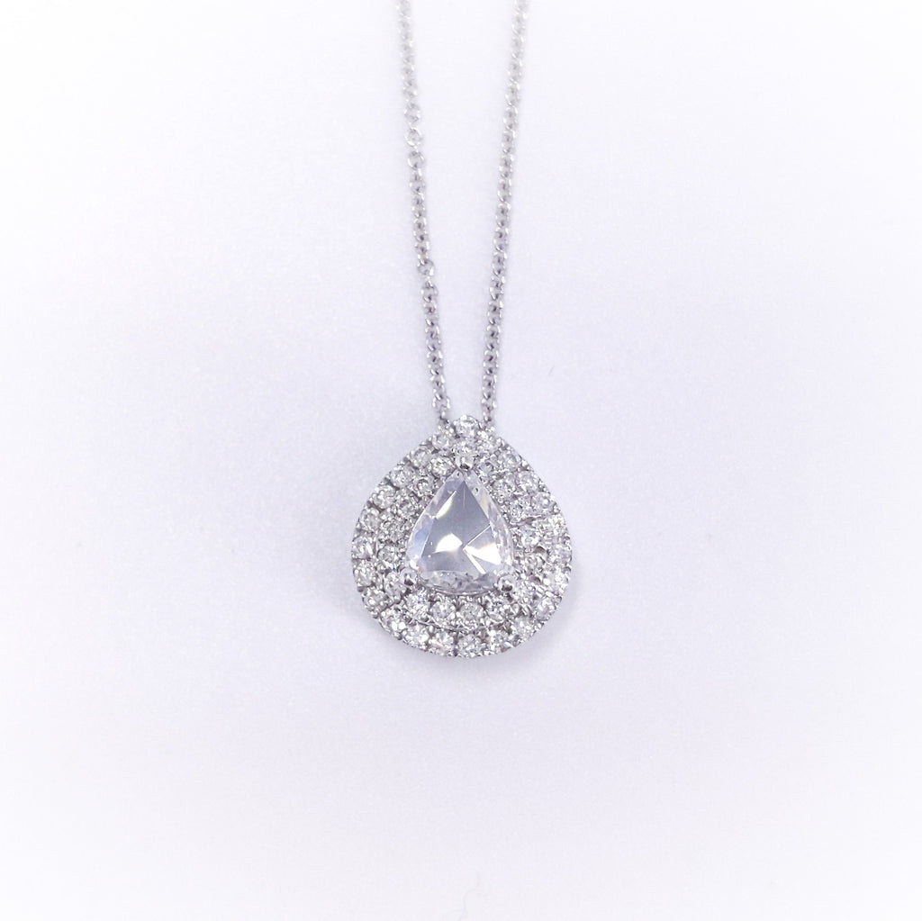 0.80CT Pear and Round Shaped Rose and Brilliant Cut Diamonds Pendant (etsy image id: 3107045807)