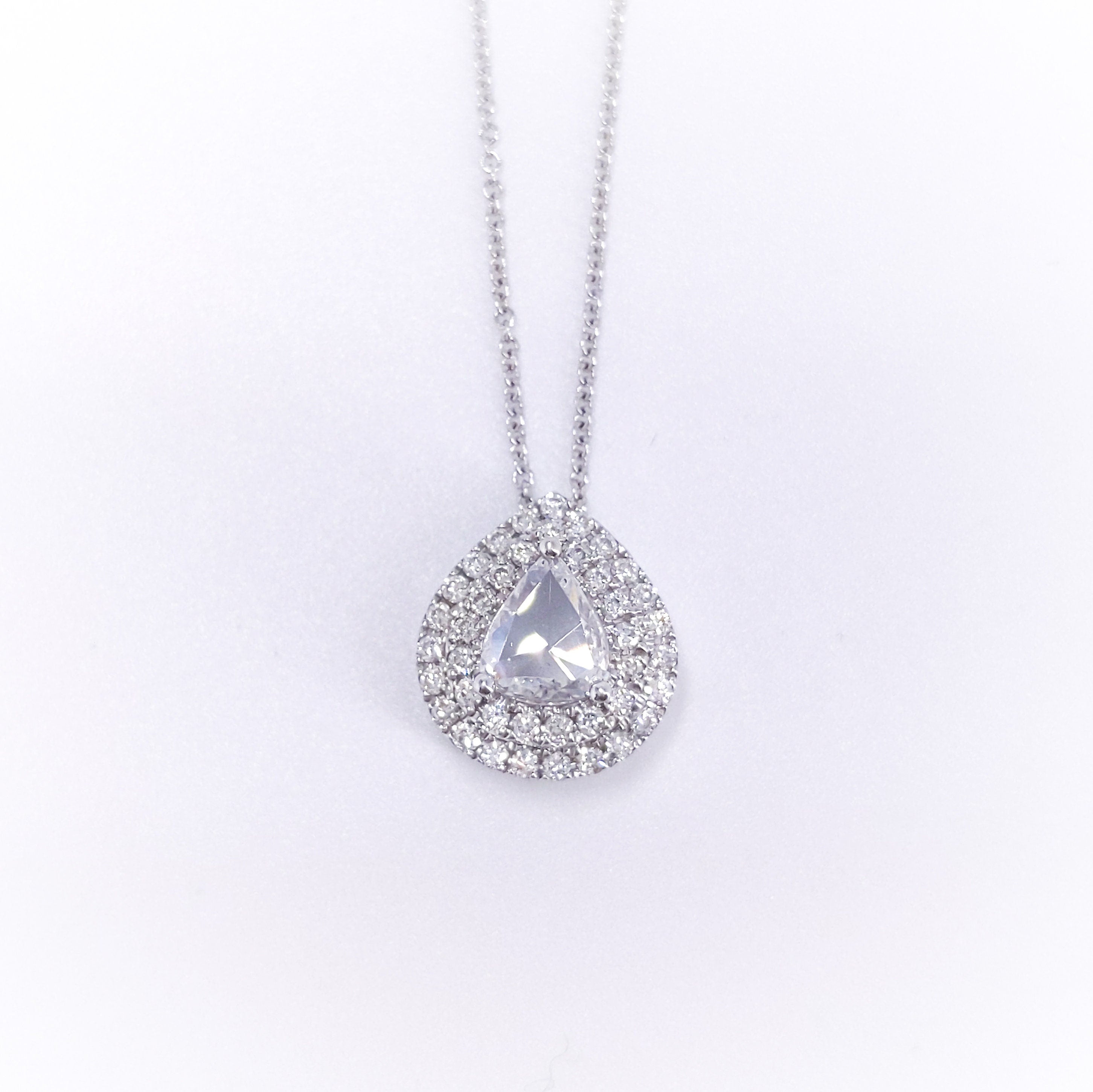 0.80CT Pear and Round Shaped Rose and Brilliant Cut Diamonds Pendant (etsy image id: 3107045807)