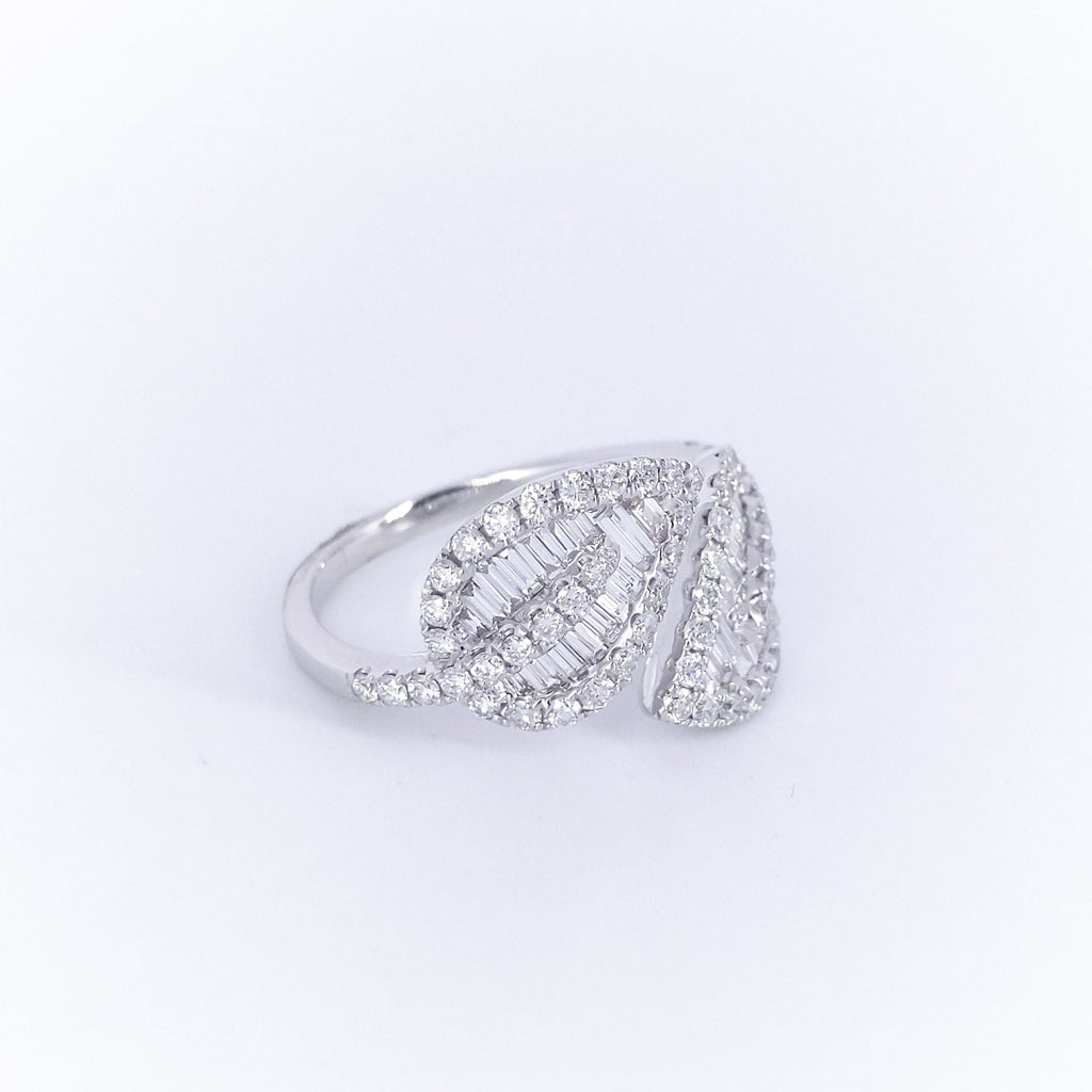 1.15CT Baguette and Round Diamonds Floral Statement Ring __etsy:3107889245