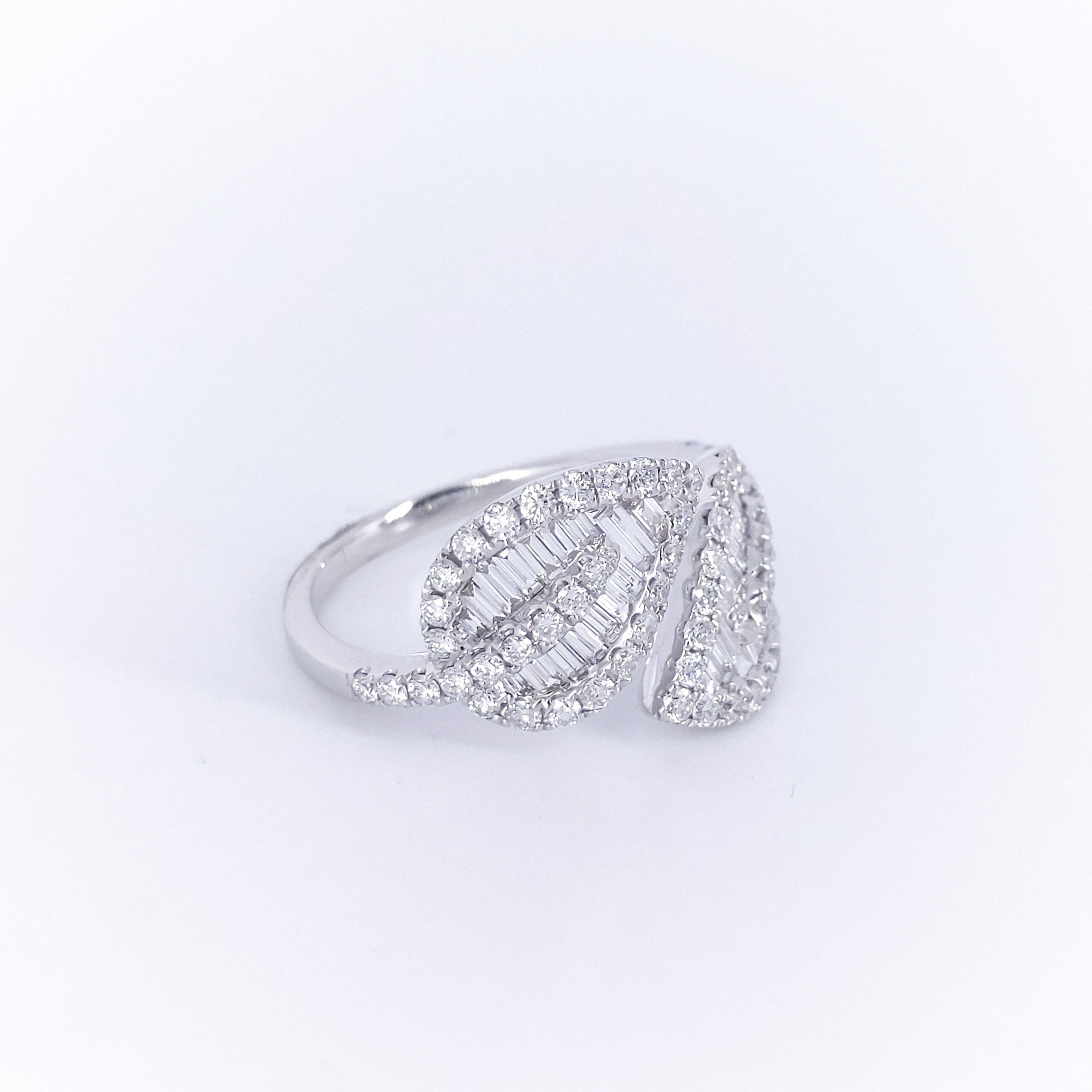 1.15CT Baguette and Round Diamonds Floral Statement Ring __etsy:3107889245