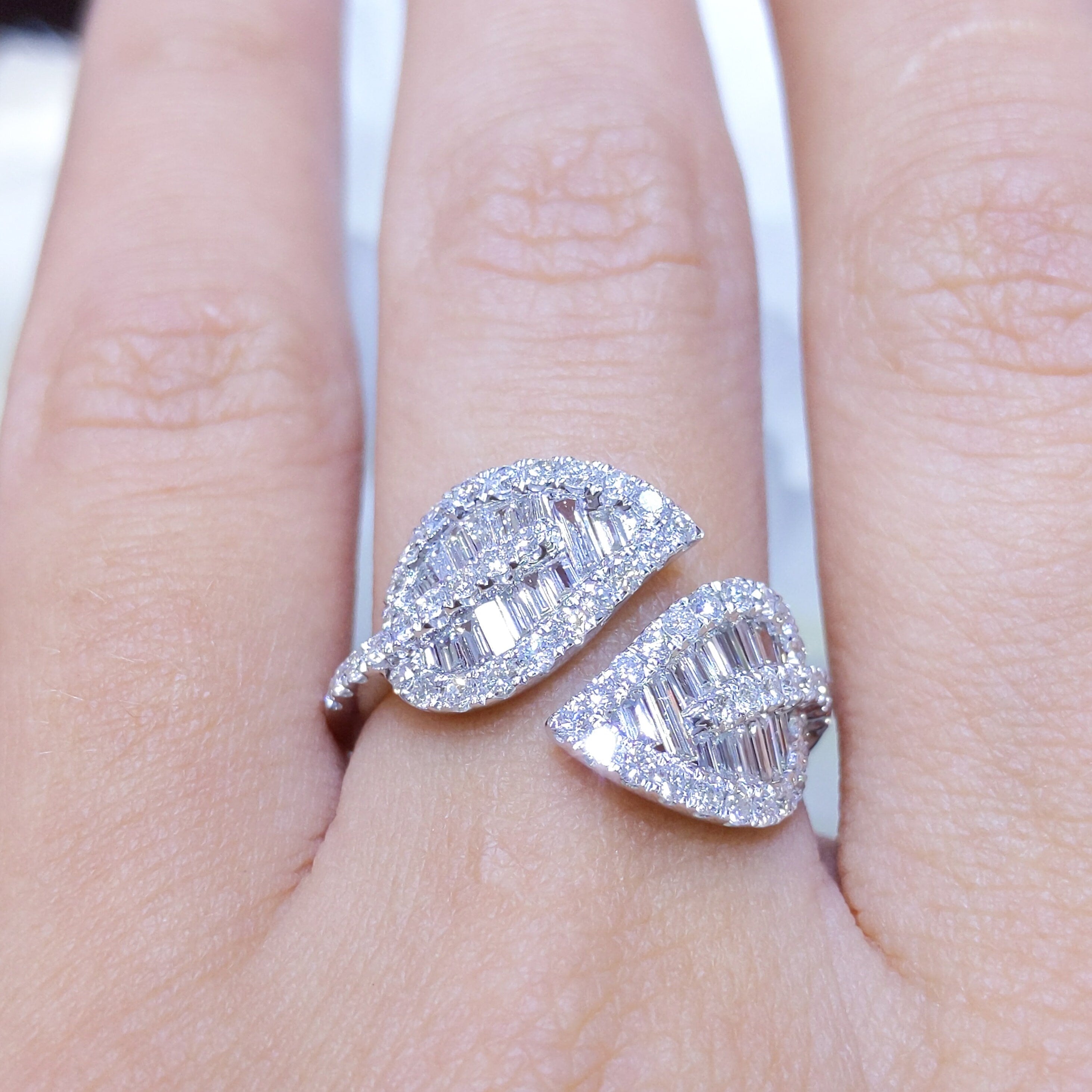 1.15CT Baguette and Round Diamonds Floral Statement Ring __etsy:3107890511