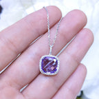 4.71CT Amethyst and Diamond Halo Pendant (etsy image id: 3135191076)