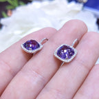 4.96CT Amethyst and Diamond Halo Earrings in 14K White Gold (etsy image id: 3135251060)