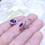 4.96CT Amethyst and Diamond Halo Earrings in 14K White Gold (etsy image id: 3135251146)