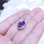4.71CT Amethyst and Diamond Halo Pendant (etsy image id: 3182914511)