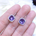 4.96CT Amethyst and Diamond Halo Earrings in 14K White Gold (etsy image id: 3182975055)