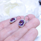 4.96CT Amethyst and Diamond Halo Earrings in 14K White Gold (etsy image id: 3182975235)