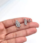 0.99CT Baguette and Round Cut Diamond Floral Earrings (etsy image id: 3357532402)