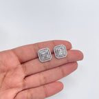 Baguettes And Rounds 1.52cts Cluster In A Halo Diamond Stud Earrings (etsy image id: 3357737186)