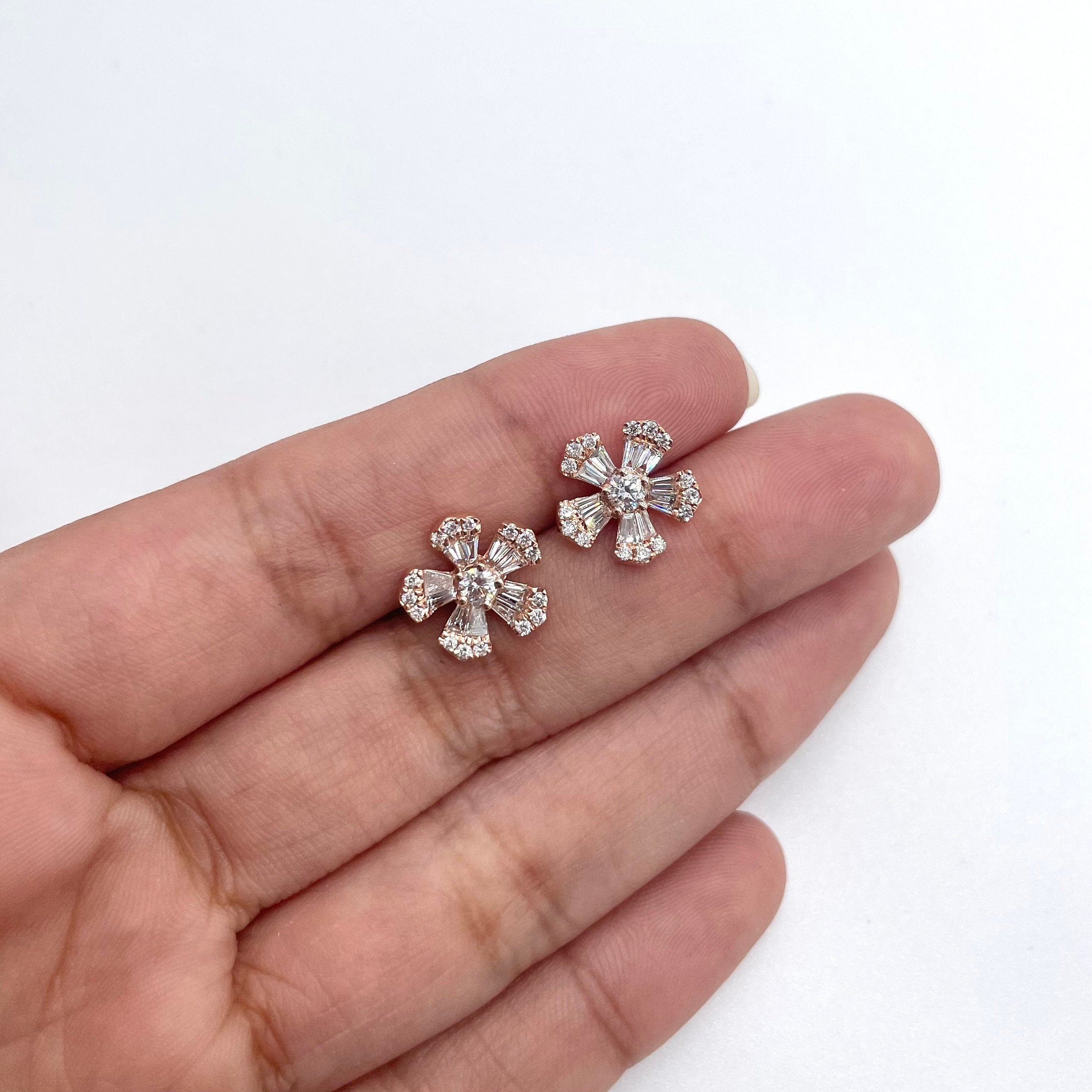 14K Rose Gold 0.92ct Diamond Earring (etsy image id: 3405180079)