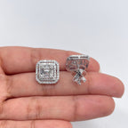 Baguettes And Rounds 1.52cts Cluster In A Halo Diamond Stud Earrings (etsy image id: 3405424837)