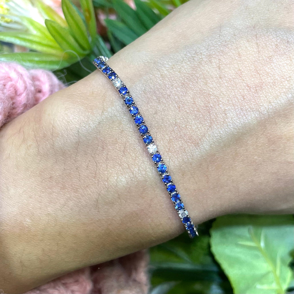 3.04ct Sapphire Tennis and 0.38ct Diamond Bracelet in 18kt White Gold (etsy image id: 3727203167)