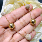 Elegant Solid Gold & Diamond Ball Chain Necklace (etsy image id: 3952577252)