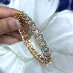 Rose Gold Half Circle Diamond Chain Link Style Bangle (etsy image id: 3970984772)
