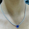 Diamond Tennis Necklace with Heart Shape Tanzanite (etsy image id: 3971001308)