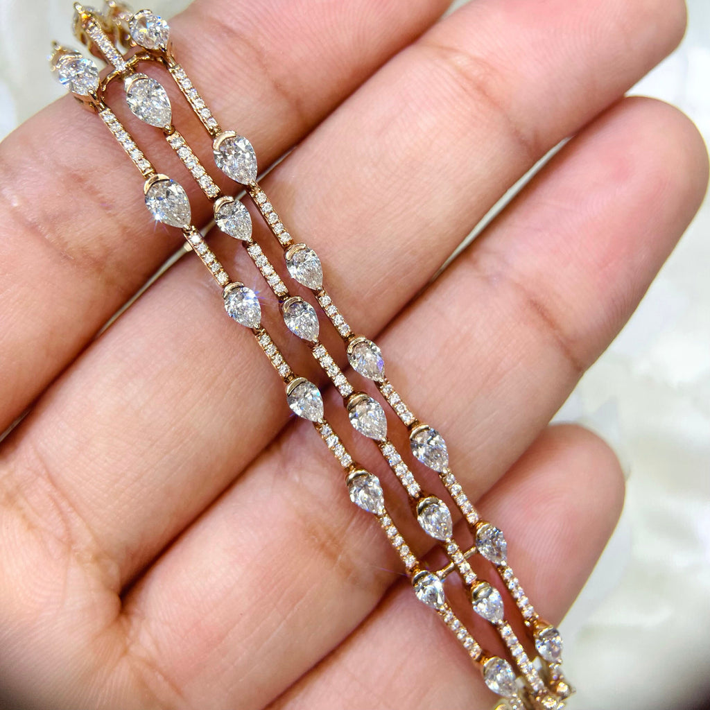 Rounds and Pear  5.75ct Diamonds with Prong Setting in 14K Rose Gold Tennis Bracelet (etsy image id: 3981901081)