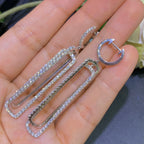 White Gold Art Deco Style Elongated Double Rectangle Shape Diamond Drop Earrings (etsy image id: 4012980208)