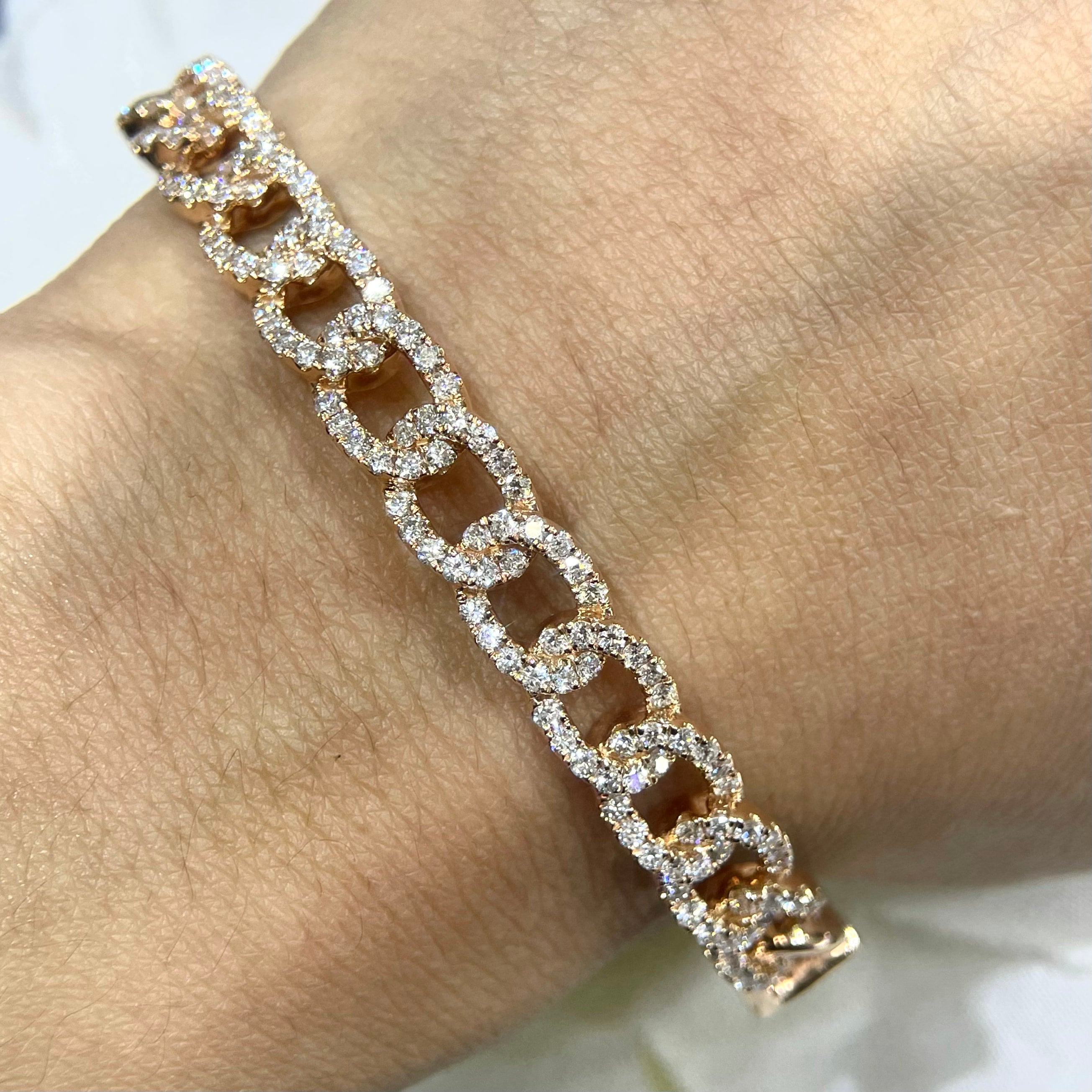 Rose Gold Half Circle Diamond Chain Link Style Bangle (etsy image id: 4018640137)