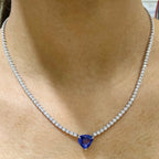 Diamond Tennis Necklace with Heart Shape Tanzanite (etsy image id: 4018656671)
