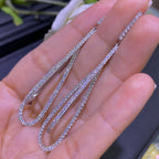 White Gold Double Teardrop Elongated Drop Diamond Earrings (etsy image id: 4060673691)