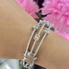 White Gold Three Row Baguette and Round Cut Diamond Bangle (etsy image id: 4075176956)