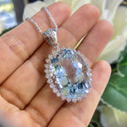 14K White Gold 36.81ct Aquamarine  3.30ct inDiamonds Pendent  G color -SI COLN019 (etsy image id: 4077494766)