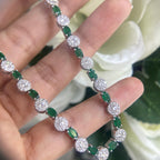18K White Gold 7.50ct Diamond &13.50ct in  Emeralds Necklace EMDN021 (etsy image id: 4077602764)