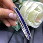 18K White Gold Diamond Bangle 1ct Round Cut Diamonds 5.36ct Sapphires all natural (etsy image id: 4108306683)