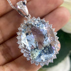 14K White Gold 36.81ct Aquamarine  3.30ct inDiamonds Pendent  G color -SI COLN019 (etsy image id: 4125139377)