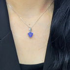 14K White Gold 2.50ct  Trilliant cut  Blue Tanzanite Pendant with 0.11ct in Diamonds (etsy image id: 4141307224)