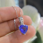 14K White Gold 2.50ct  Trilliant cut  Blue Tanzanite Pendant with 0.11ct in Diamonds (etsy image id: 4141308122)