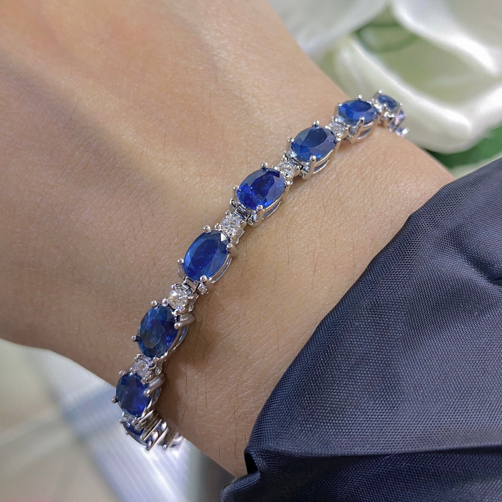 14K White Gold 16.92ct in Sapphires and 1.10ct in Diamonds Bracelet  SDB029 GTJJ (etsy image id: 4142076234)