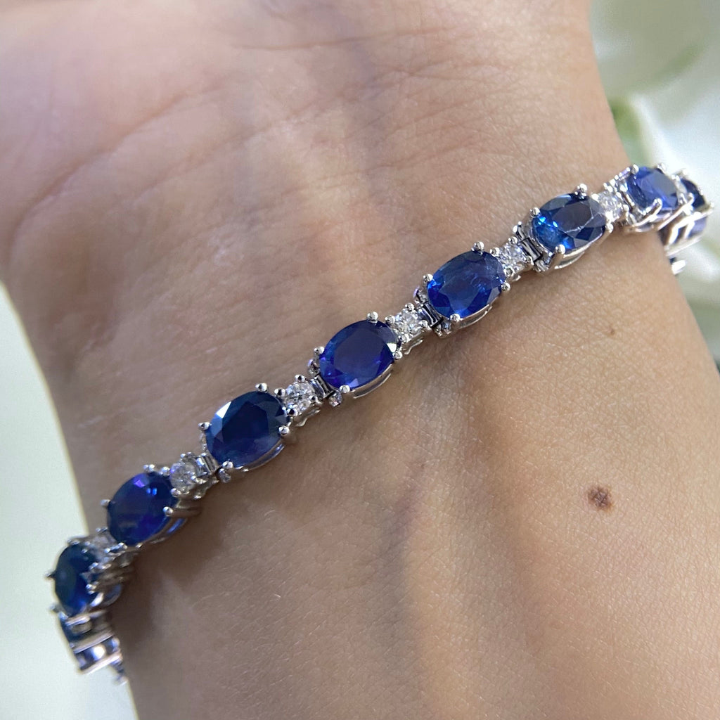 14K White Gold 16.92ct in Sapphires and 1.10ct in Diamonds Bracelet  SDB029 GTJJ (etsy image id: 4142076654)