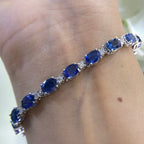 14K White Gold 16.92ct in Sapphires and 1.10ct in Diamonds Bracelet  SDB029 GTJJ (etsy image id: 4142076654)