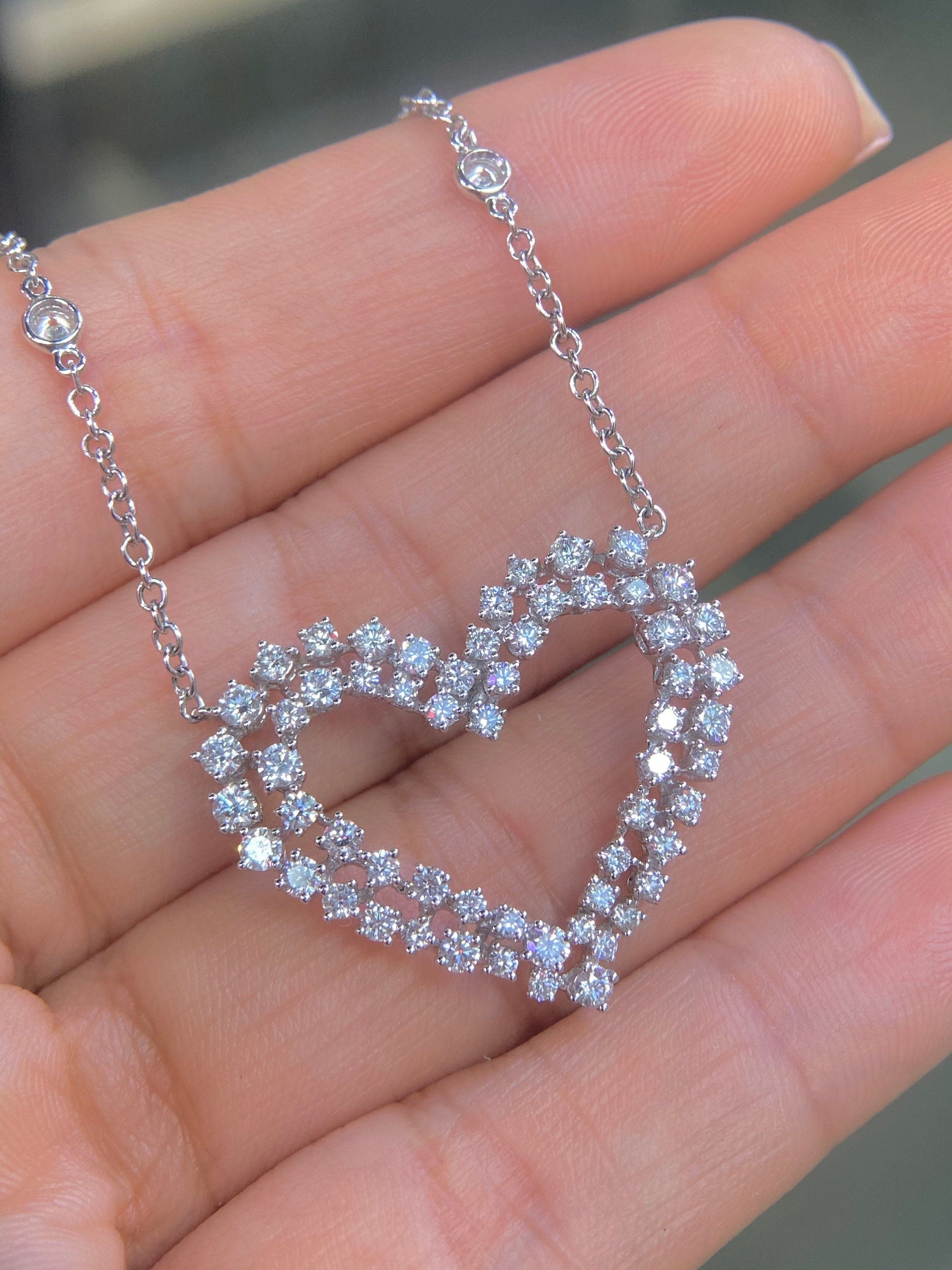 Double Row Diamond Heart Pendant (etsy image id: 4159549199)