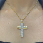 Cross Pendant in 14k Yellow Gold with 2.45ct in round cut diamonds. SI G-H DP19 IEJJ __etsy:4187179804