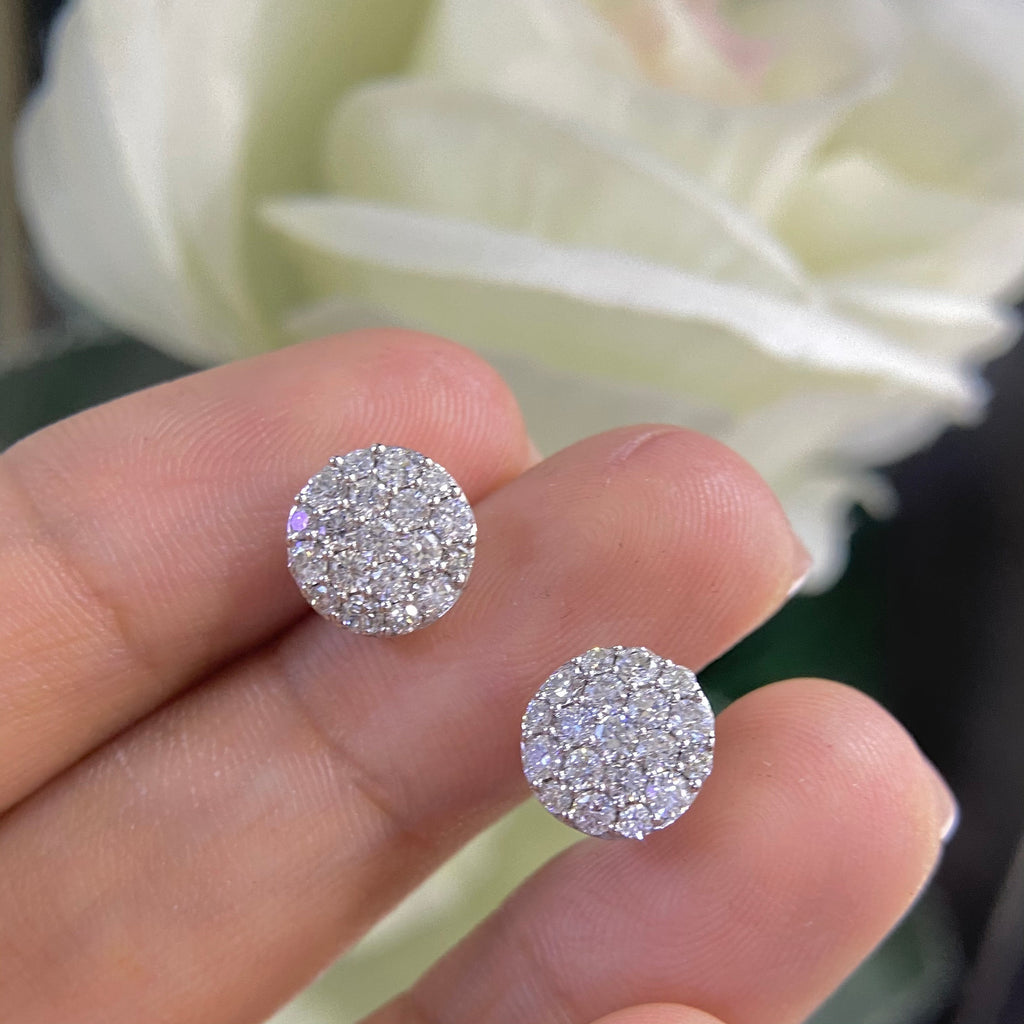 14K White Gold  1.10ct round cut diamonds studs. SIT __etsy:4187521046