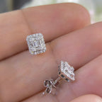 14K White Gold Diamonds Earrings features baguette and round cut  0.31ct. NJT __etsy:4187549436