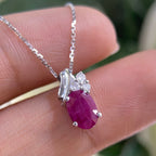 Beautiful  1.00ct Ruby & 0.09ct diamond pendent set in 14K White Gold (etsy image id: 4207075858)