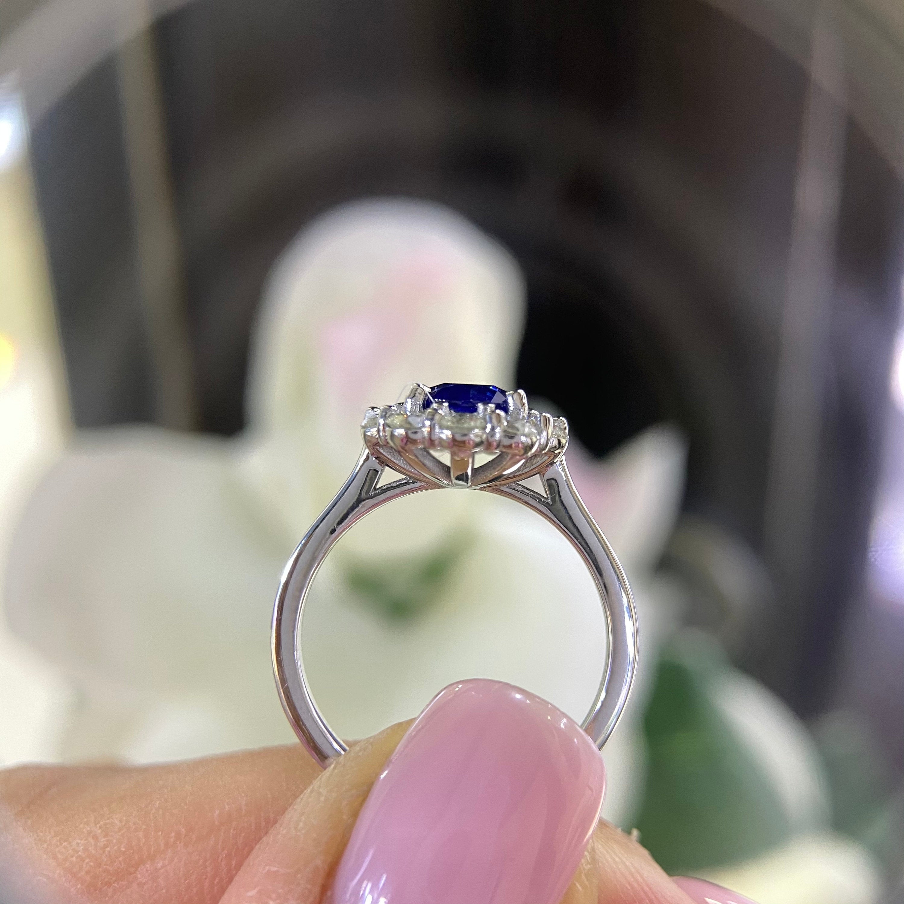 14K White Gold Diamond and Blue Sapphire Ring. Natural Diamonds and Natural Sapphire. 1.00ct in Sapphire & 0.66ct in Diamonds Ring SI,F-G. (etsy image id: 4211890749)